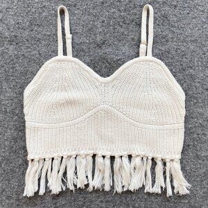 Wild Fable White / Cream Crocheted Bohemian Cropped Tank Top